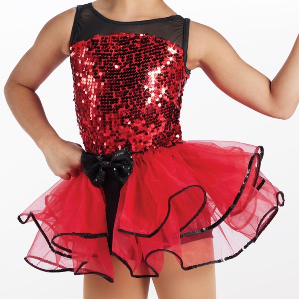 Weissman Dancewear 3 piece dance costume black & red size SC 6/6X